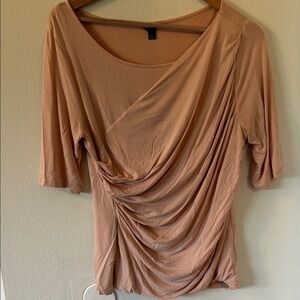 👚 Sophisticated Ann Taylor Draped Blouse in Soft Pink - Size L